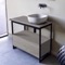 Console Sink Vanity With Ceramic Vessel Sink and Grey Oak Drawer